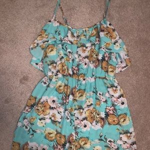 Green, White, & Yellow Floral Romper